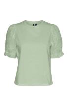Vero Moda Vmsenna Ss Emb Sleeve Top Jrs Grön