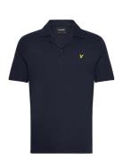 Lyle & Scott Linen Revere Collar Polo Shirt Marinblå