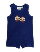 Mini Rodini Bees Emb Terry Summersuit Baby Blå