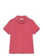 Mango Short-Sleeve Knitted Polo Shirt Röd