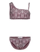 Mango Bikini With Ethnic Print Burgundy