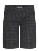 Weekday Checked Knee-Length Cotton Twill Shorts Svart