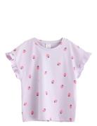 Lindex Top Dropped Shoulder Frill Aop Rosa