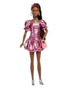Barbie Deluxe Style Fashion Doll #6 In Metallic  Dress With Bubble Hem...