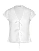Weekday Tie-Front V-Neck Cotton Blouse Vit