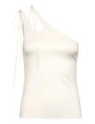 Monki Asymmetric Tie Jersey Tank Top Vit
