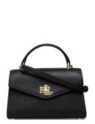 Lauren Ralph Lauren Crosshatch Leather Small Farrah Satchel Svart