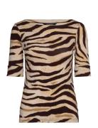 Lauren Ralph Lauren Zebra-Print Stretch Cotton Boatneck Tee Multi/patt...