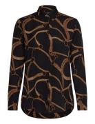 Lauren Ralph Lauren Classic Fit Belting-Print Crepe Shirt Svart