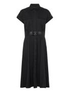 Lauren Ralph Lauren Buckle-Trim Cotton-Blend Shirtdress Svart