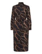 Lauren Ralph Lauren Belting-Print Crepe Shirtdress Svart
