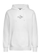 Tommy Hilfiger Outline Flag Script Hoodie Vit