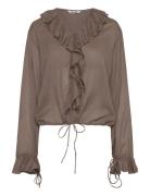 Weekday Long Sleeve Frill Top Brun