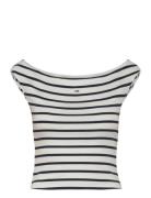 Tommy Jeans Tjw Boat Neck Top Ss Ext Vit