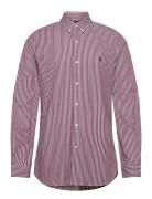 Polo Ralph Lauren Slim Fit Striped Stretch Poplin Shirt Burgundy