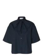 Selected Femme Slfaya-Juno 2/4 Bow Shirt Marinblå