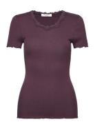 Rosemunde Rwbeatha Ss Regular O-Neck Lace T-S Lila