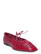 ALOHAS Sway Slit Leather Ballet Flats Röd