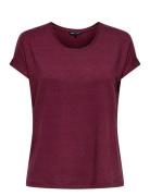 ONLY Onlmoster S/S O-Neck Top Jrs Burgundy