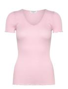 Rosemunde Rwbeatha Ss V-Neck T-Shirt Rosa