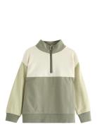 Lindex Sweater Halfzip W Blocking Grön