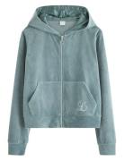 Lindex Sweatshirt Velour With Hoodie Blå