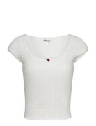 Tommy Jeans Tjw Slim Sh Pointelle Ss Tee Ext Vit