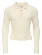Kids Only Kogmila Ls Rib Button Polo Neck Cp Knt Kräm