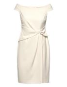 Lauren Ralph Lauren Crepe Off-The-Shoulder Cocktail Dress Kräm