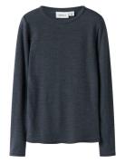 Name It Nknwax Wool Rib Ls Top Marinblå