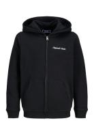 Jack & J S Jornorrebro Emb Sweat Zip Hood Jnr Svart
