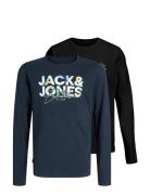Jack & J S Jjgeplas Tee Ls Crew Neck 2Pk Mp Jnr Svart