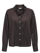 ONLY Onlhassie L/S Frill Shirt Ox Wvn Brun