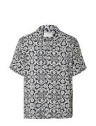 Selected Slhrelaxvero Shirt Ss Aop B Blå