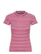 Polo Ralph Lauren Striped Ribbed Cotton Crewneck Tee Röd