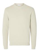 Selected Slhdane Ls Knit Structure Crew Neck Noos Kräm