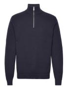 Selected Slhdane Ls Knit Structure Half Zip Noos Marinblå