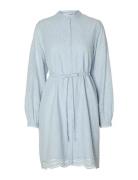 Selected Slftatiana Ls Short Embr Dress Noos Blå