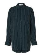Selected Slfmaddie Ls Striped Tencel Shirt B Svart