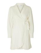 Selected Slfanelli Ls Short Wrap Dress B Vit