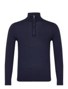 Selected Slhtray Ls Knit Merino Half Zip Noos Marinblå