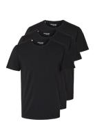 Selected Slhroland Ss O-Neck Tee 3-Pack Noos Svart