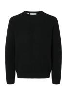 Selected Slhross Ls Knit Structure Crew Neck Noos Svart