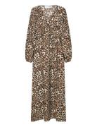 Selected Slfsalli-Damina Ls Aop Ankle Dress B Brun