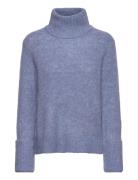 Selected Slfsia Ras Ls Knit High Neck Blå