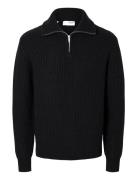 Selected Slhland Ls Knit Half Zip Svart