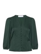Selected Slfjyline 3/4 Butt D Satin Top B Grön