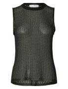 Selected Slfsadie Metallic Sl Knit O-Neck Top Svart