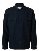Selected Slh-Leroy Linen Blend Overshirt Ls Noos Marinblå
