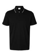 Selected Slhfave Sport Zip Ss Polo Noos Svart